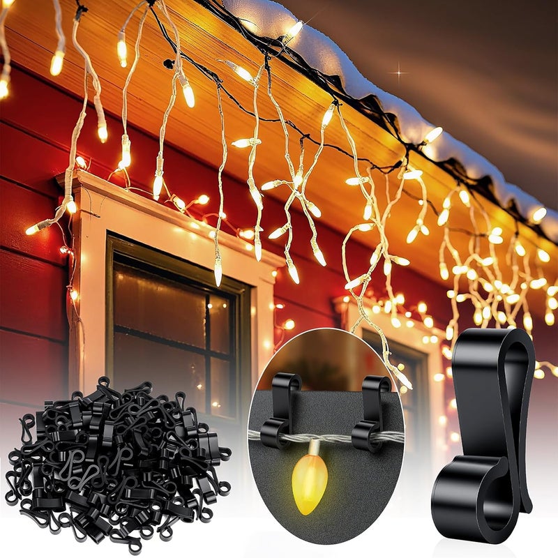 SelfTek 120 PCS Christmas Light Clips Outdoor, Gutter Clips for Hanging Outdoor Lights, Gutter Hooks Hanging String Lamp Holder Mount to Shingles for Roofline, House, Xmas Tree Decor (Black) - Image 1